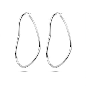 oorringen hartje 56 mm zilver gerhodineerd