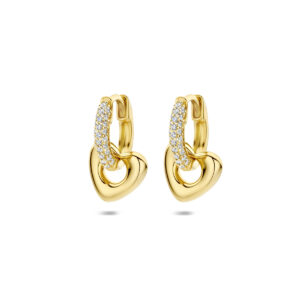 oorringen hartje zirkoina 17 mm 1 micron zilver verguld (geel)