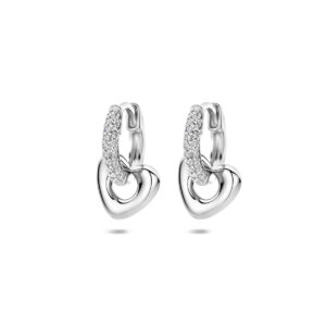 oorringen hartje zirkonia 17 mm zilver gerhodineerd
