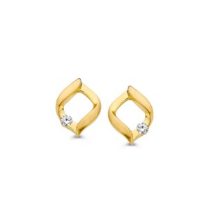 Oorstekers geelgoud zirkonia