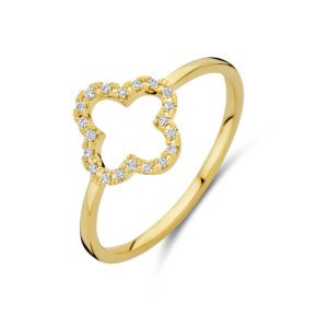 ring bloem diamant 0.07ct h si 14K geelgoud