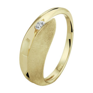 ring diamant 0.07ct h si 14K geelgoud