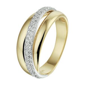 ring diamant 0.47ct h si 14K bicolor goud geel/wit