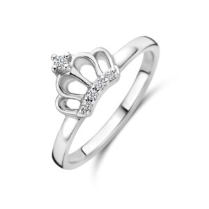 ring kroon zirkonia zilver gerhodineerd