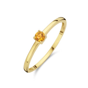 ring met geboortesteen citrien november 14K geelgoud