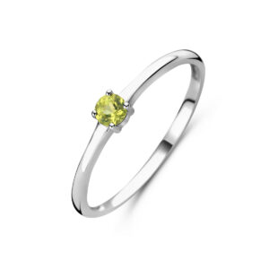 ring met geboortesteen peridot augustus zilver gerhodineerd