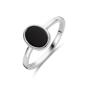 ring onyx zilver gerhodineerd
