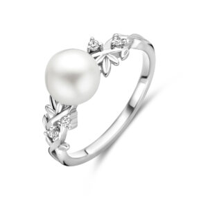 ring parel en zirkonia zilver gerhodineerd