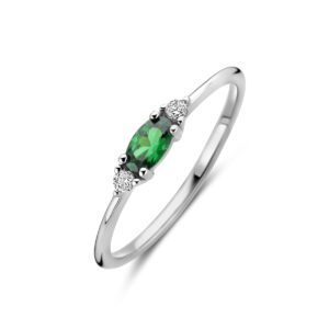 ring wit en groen zirkonia zilver gerhodineerd