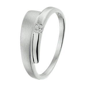 ring zirkonia poli/mat zilver gerhodineerd