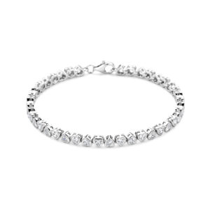 tennisarmband hartjes zirkonia 4 mm 18 cm zilver gerhodineerd