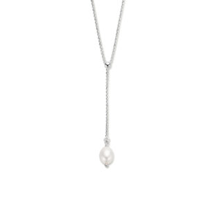 y-collier parel 45 + 5 cm zilver gerhodineerd
