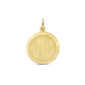 9k graveerhanger gediamanteerd 16 mm 9K geel