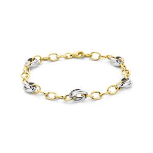 armband 7,5 mm 19 cm 14K bicolor goud geel/wit