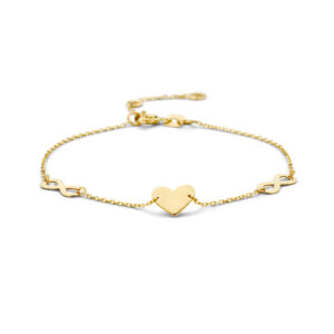 armband hart en infinity 15,5 - 17 - 18,5 cm 14K geelgoud