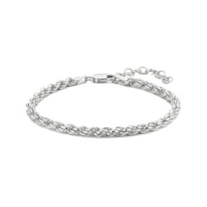 armband koord 3,5 mm 16 + 3 cm zilver gerhodineerd