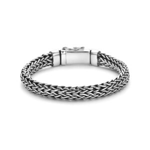 armband oxi vossestaart 9 mm 21 cm zilver geoxideerd