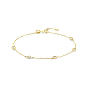 armband zirkonia 17 - 18 - 19 cm 14K geelgoud