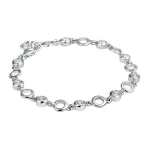 armband zirkonia 18 + 2 cm zilver gerhodineerd