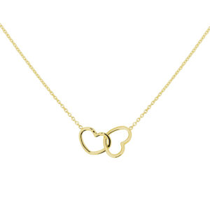 collier hartjes 40 + 5 cm 3 micron zilver verguld (geel)