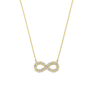 collier infinity lab grown diamant 0.50ct g vs 41 - 43 - 45 cm 14K geelgoud