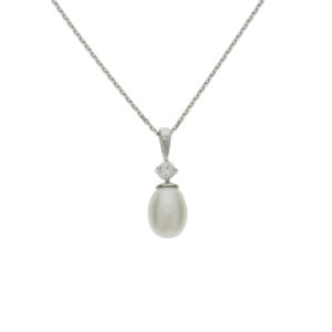 collier parel 41 + 4 cm zilver gerhodineerd