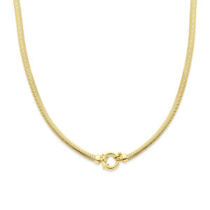 collier slang plat met groot veerslot 4,3 mm 45 cm 3 micron zilver verguld (geel)