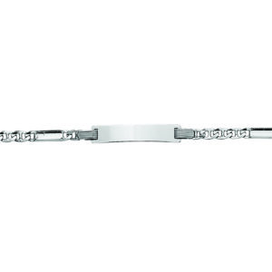 graveerarmband anker plaat 5,0 mm 14 - 16 cm zilver gerhodineerd