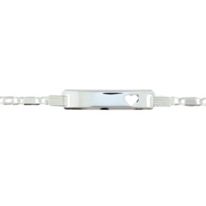 graveerarmband hart plaat 6 mm 16 - 18 cm zilver gerhodineerd