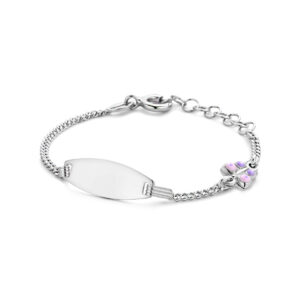 graveerarmband vlinder emaille plaat 6,5 mm 11 + 2 cm zilver gerhodineerd