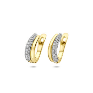 klapoorringen diamant 0.27ct (2x 0.13ct) h si 14 mm 14K bicolor goud geel/wit