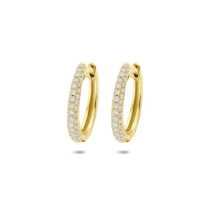 klapoorringen diamant 0.38ct (2x 0.19ct) h si 15,5 mm 14K geelgoud