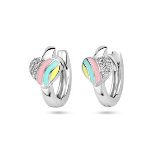 klapoorringen hart en zirkonia emaille zilver gerhodineerd