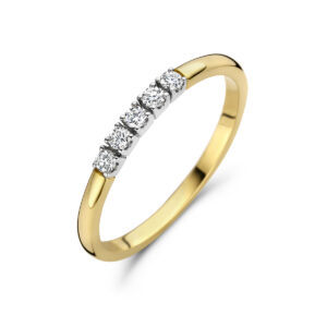 memoire ring diamant 0.15ct h si 14K bicolor goud geel/wit