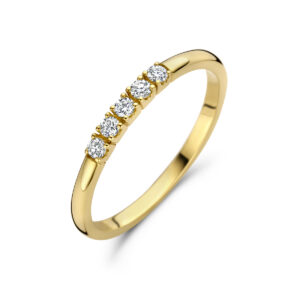 memoire ring diamant 0.15ct h si 14K geelgoud