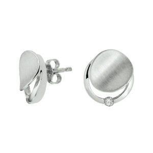 oorknoppen zirkonia poli/mat zilver gerhodineerd