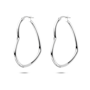 oorringen hartje 35,5 mm zilver gerhodineerd