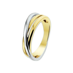 ring 14K bicolor goud geel/wit