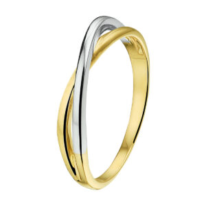 ring 14K bicolor goud geel/wit