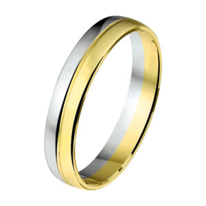 ring a406 - 4 mm - zonder steen 14K bicolor goud geel/wit
