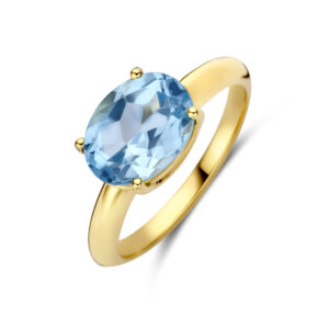 ring blauw topaas 14K geelgoud