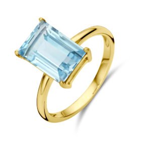 ring blauw topaas 14K geelgoud
