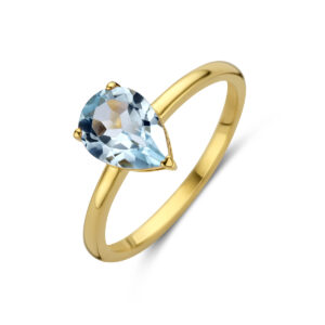 ring blauw topaas 14K geelgoud