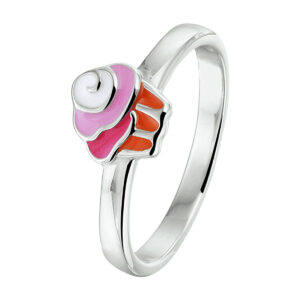 ring cupcake emaille zilver gerhodineerd