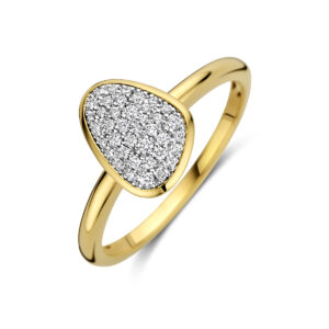 ring diamant 0.16ct h si 14K bicolor goud geel/wit