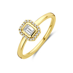 ring diamant 0.31ct h si halo 14K geelgoud