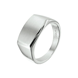 ring dwarsmodel poli/mat zilver wit