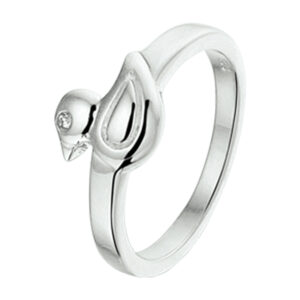 ring eend zirkonia zilver gerhodineerd