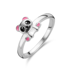 ring emaille panda zilver gerhodineerd