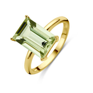 ring groen amethist 14K geelgoud